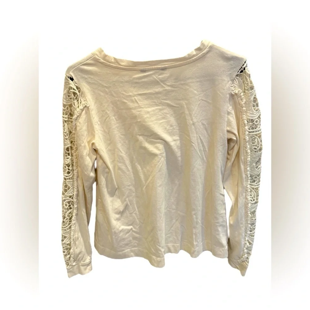 Banana Republic Elegant Cream Lace Sleeve Women's Top Size XS